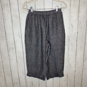 S: Charcoal Linen Wide Leg Capri Pants &retail $100