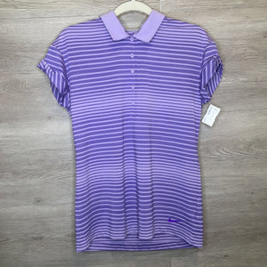 M: Purple Striped Golf Polo