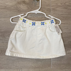 18-24M: White Floral Belted Denim Skirt