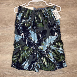 3: NEW Gray + Blue Tropical Foliage Print Cargo Shorts