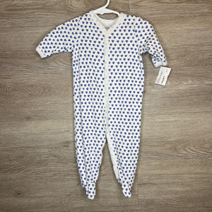 3-6M: Blue Heart Print Pajamas *retail $58