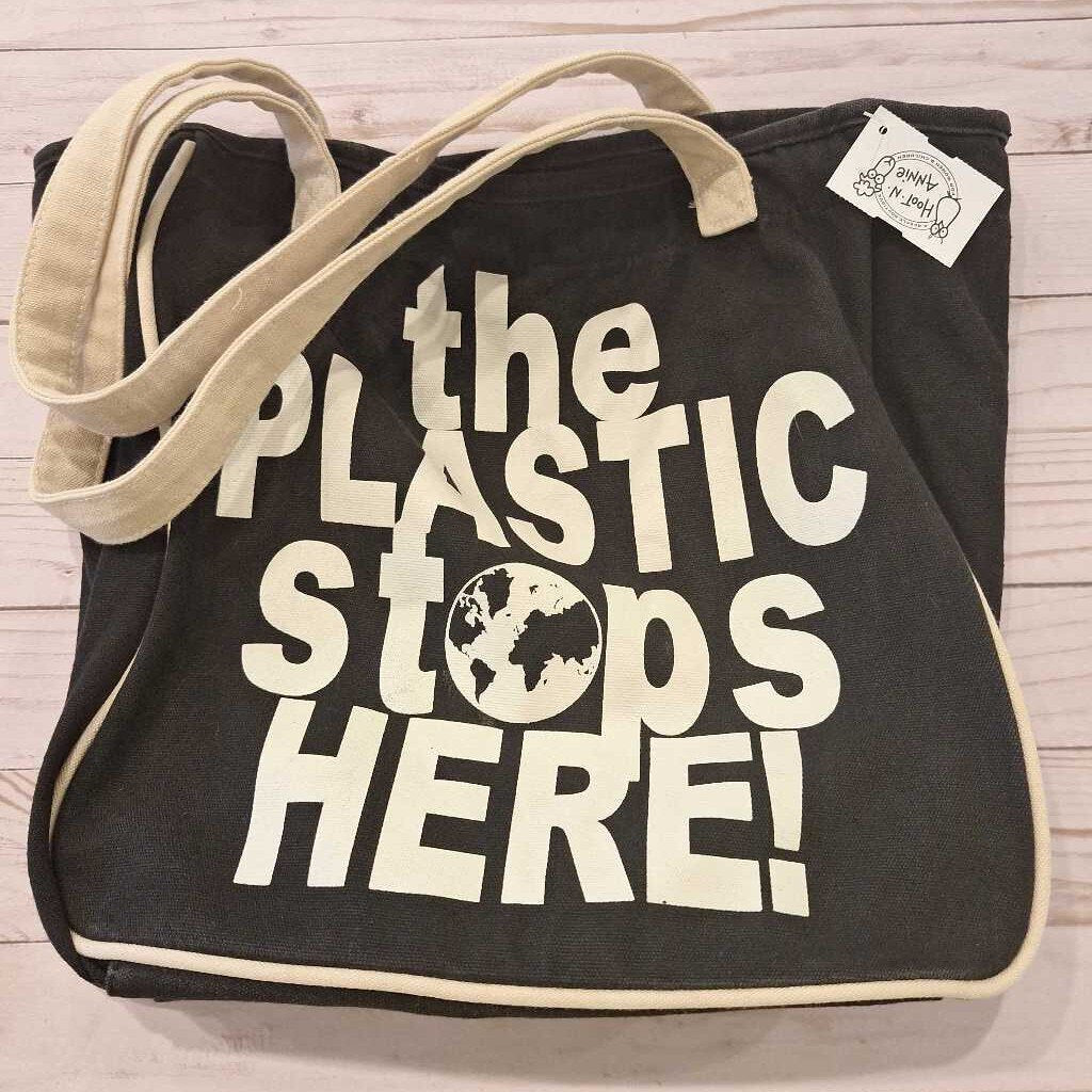 The Plastic Stops Here Black Canvas Bag
