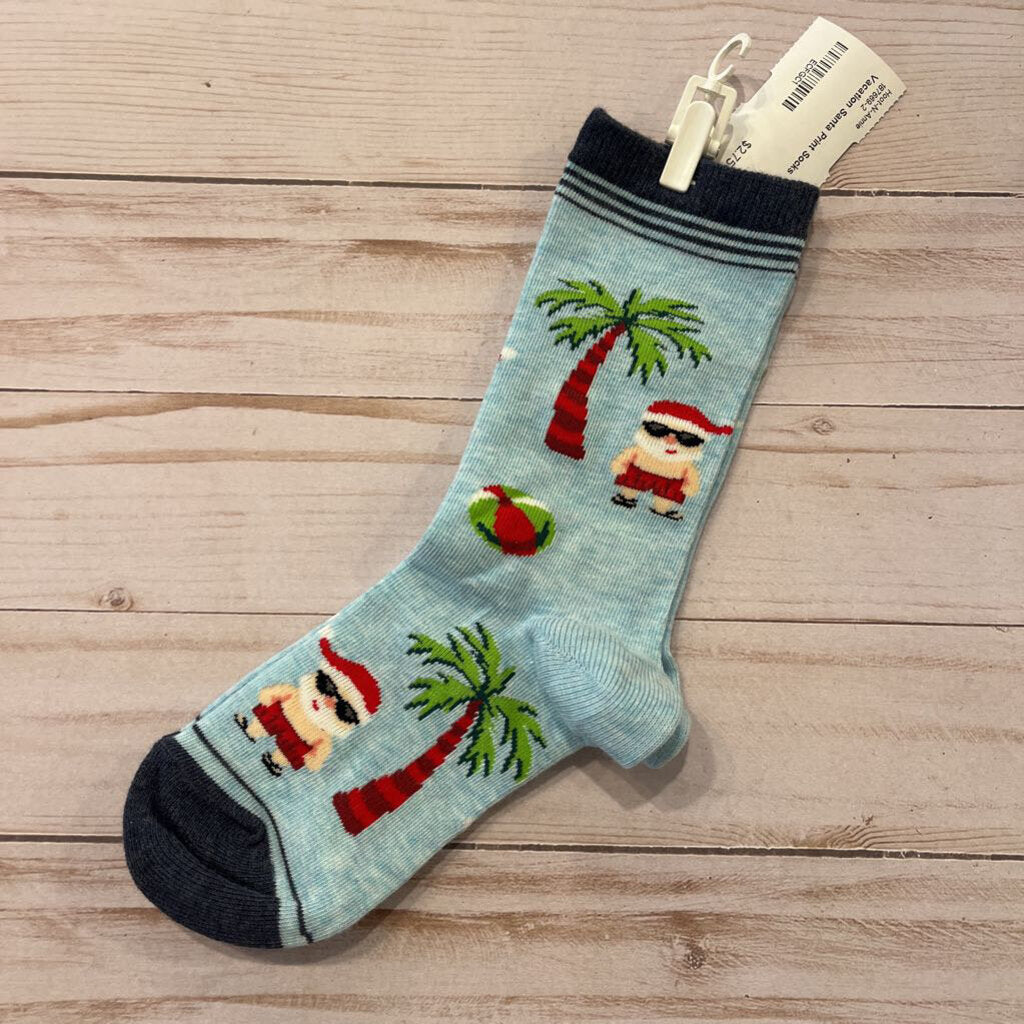 Vacation Santa Print Socks