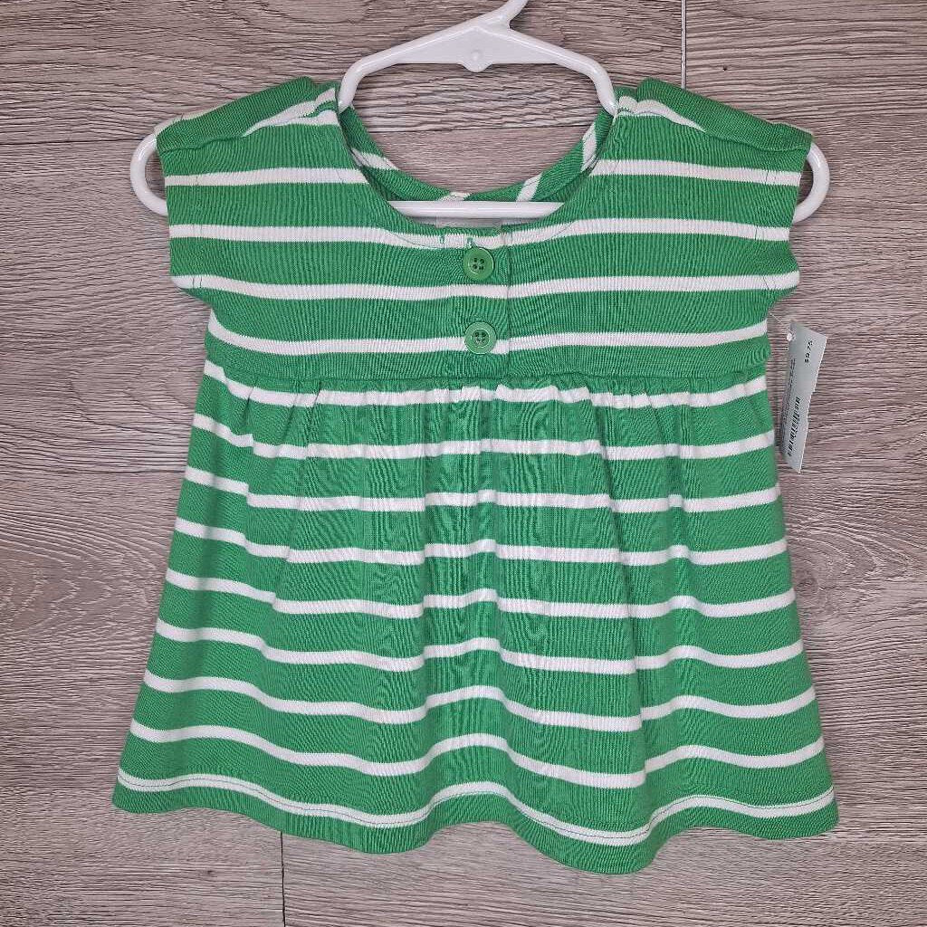 50/0-3M: Green Striped Henley Dress