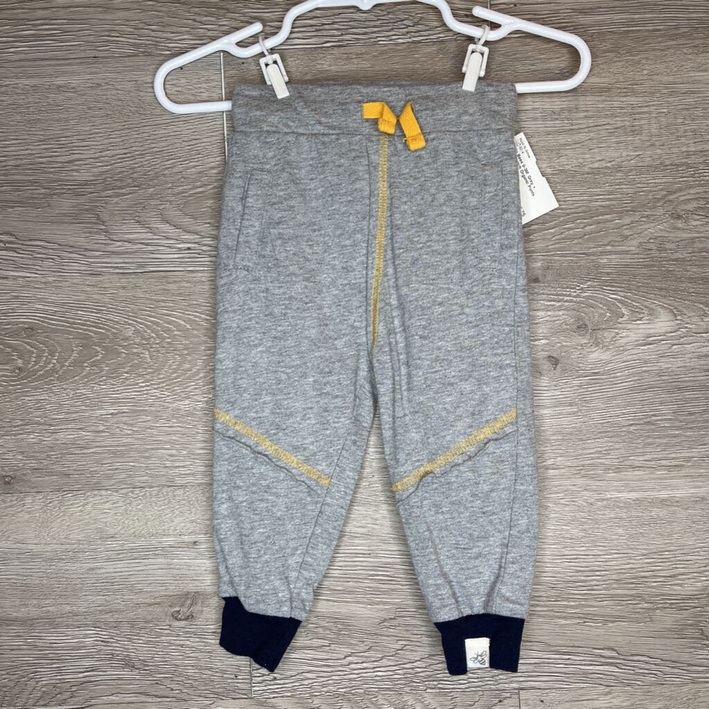 0-3M: Grey + Yellow Stitch Organic Pants
