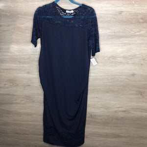 XL/Size 18: Navy Lace Sleeve Maxi Dress