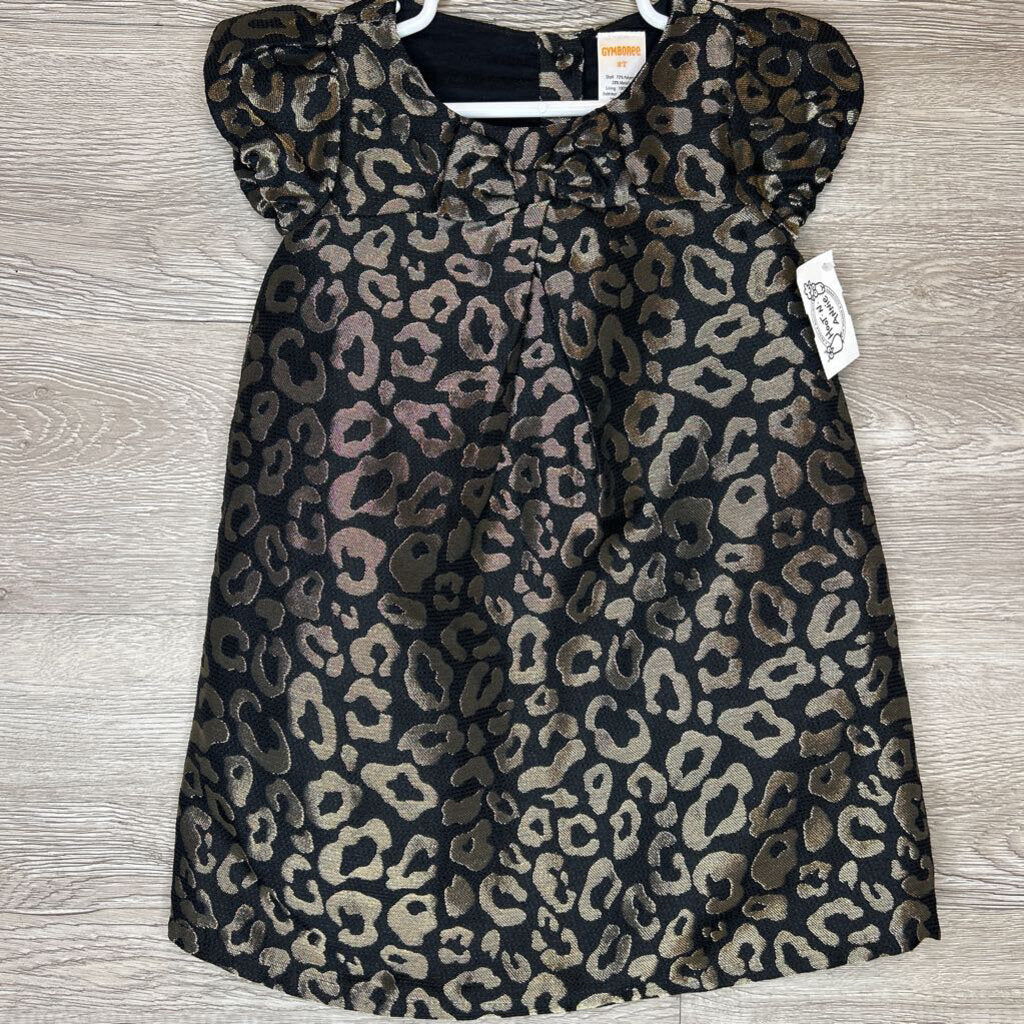 2T: NEW Black + Gold Leopard Print Dress w/ Bloomers