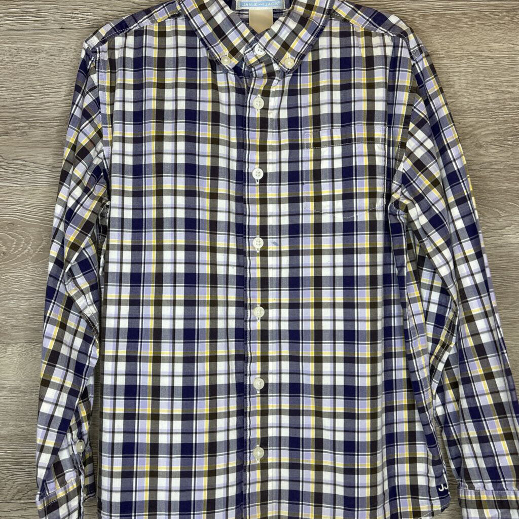 7: Blue + Yellow Plaid Button Down L/S Shirt