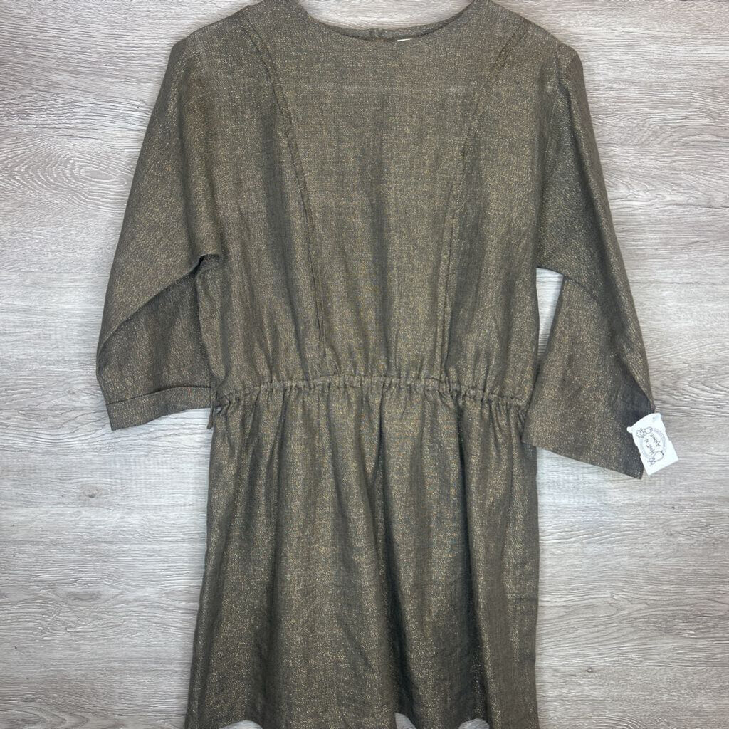 12: Gold Shimmer Boxy Burlap Dress