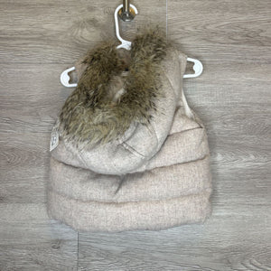 3: Oatmeal Heather Faux Fur Trim Hooded Vest