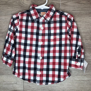 12-18M: Red + Navy Checkered Button-Up