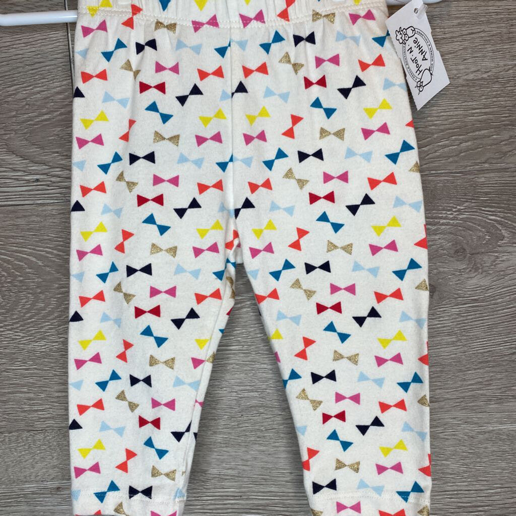3-6M: Cream + Multicolor Bow Print Pants