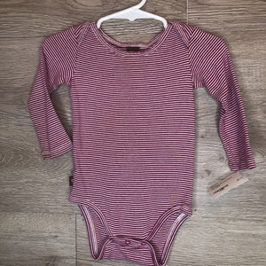 6-12M: Maroon Striped L/S Onesie