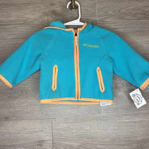 3-6M: Aqua Sherbet Trim Fleece Zip-Up Hoodie