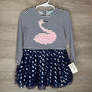 24M: NWT Navy Striped Flamingo Embellished Heart Tulle Dress