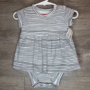 6M: B&W Striped Onesie Dress