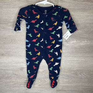 0-3M: Navy Colorful Dino Print Pajamas