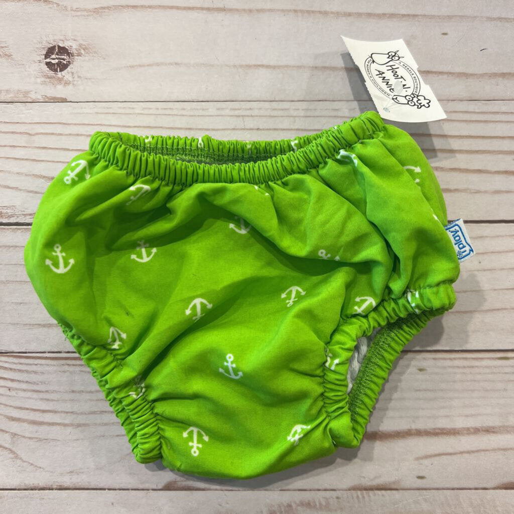 6-12M: Green Anchor Print Swim Diaper