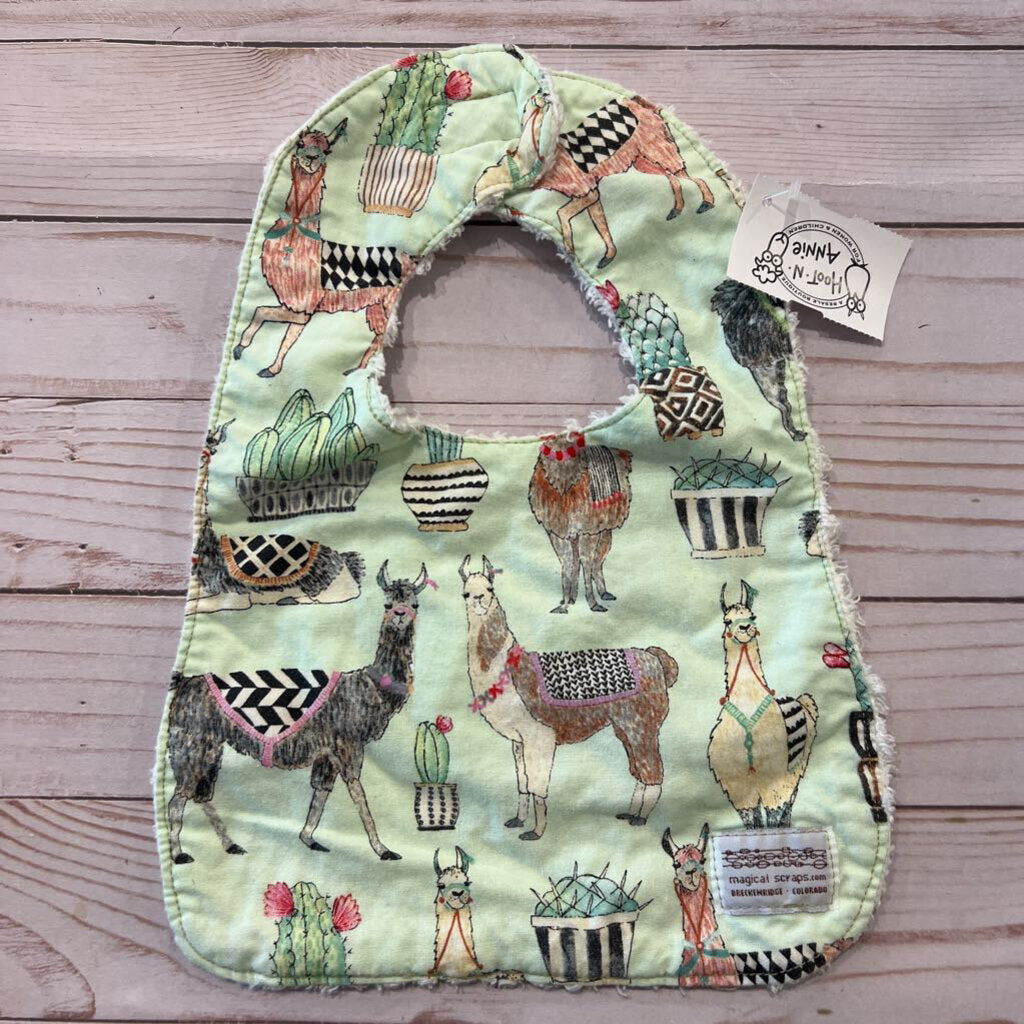 magical scraps Llama Print Handmade Bib