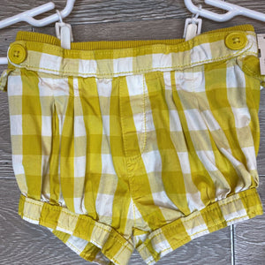 3-6M: Mustard Checkered Pull-On Shorts