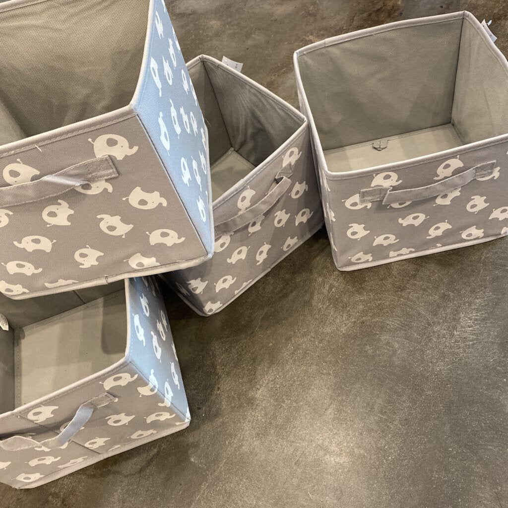 Grey Elephant Folding Cubby Bin