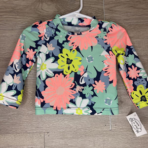 9M: Mint + Neon Floral Print L/S Rash Guard