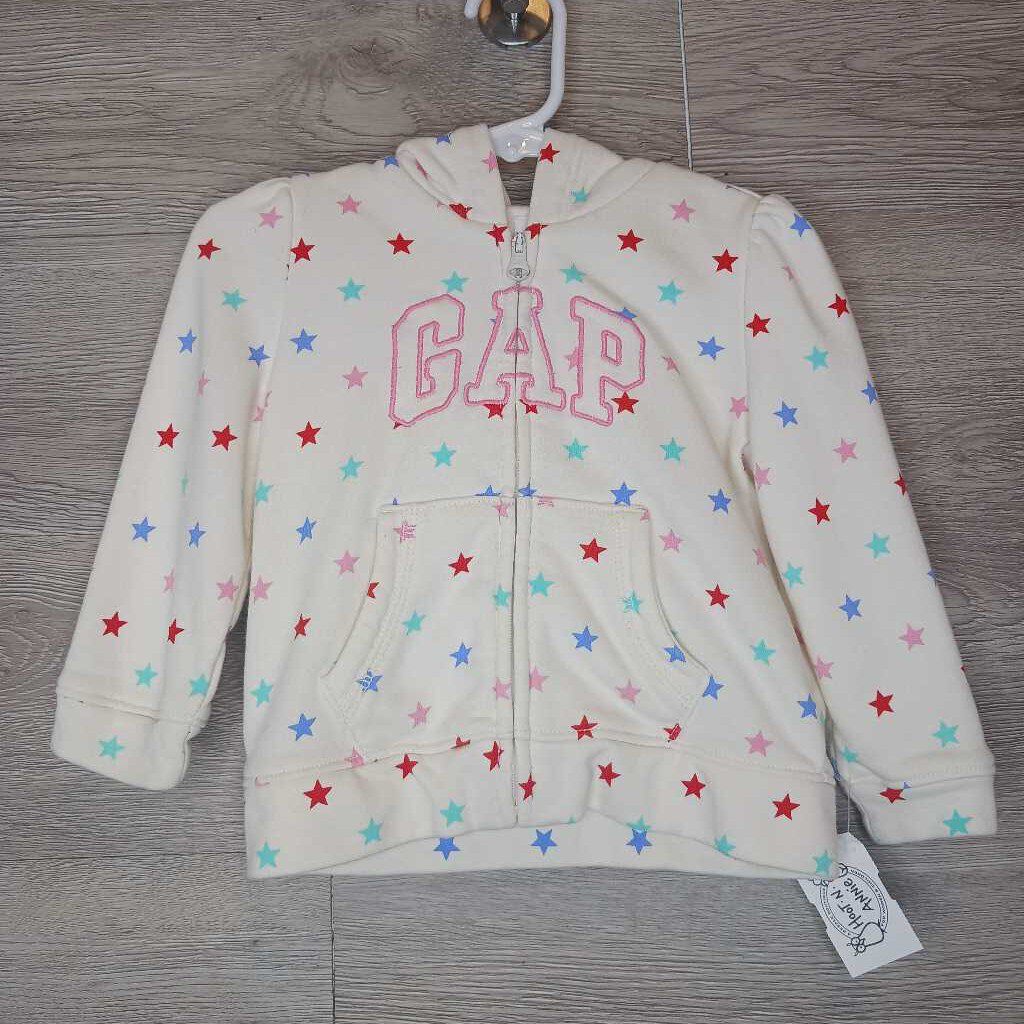 12-18M: Cream Star Print Logo Zip-Up Hoodie