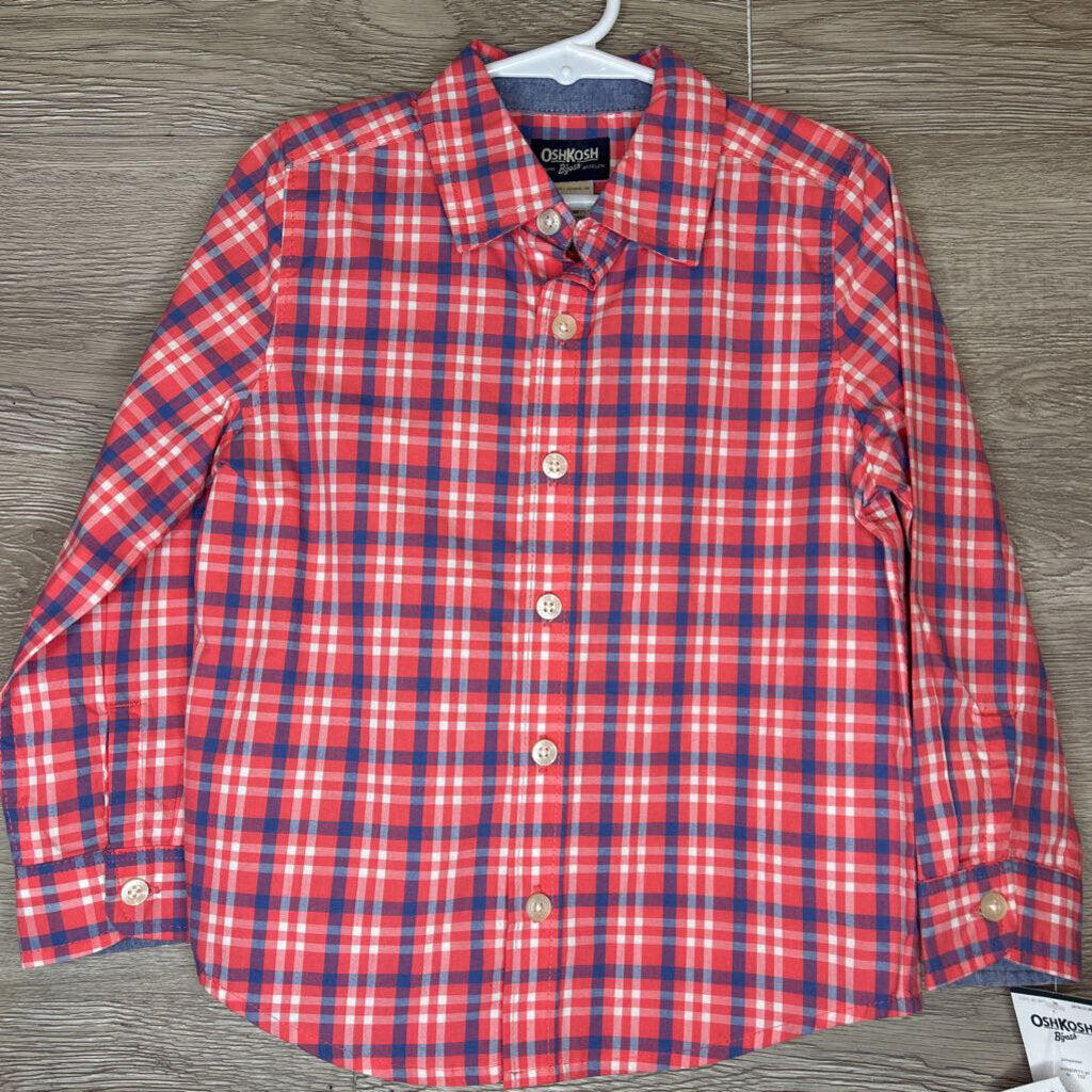 4T: NWT Pink + Blue Plaid Button-Up