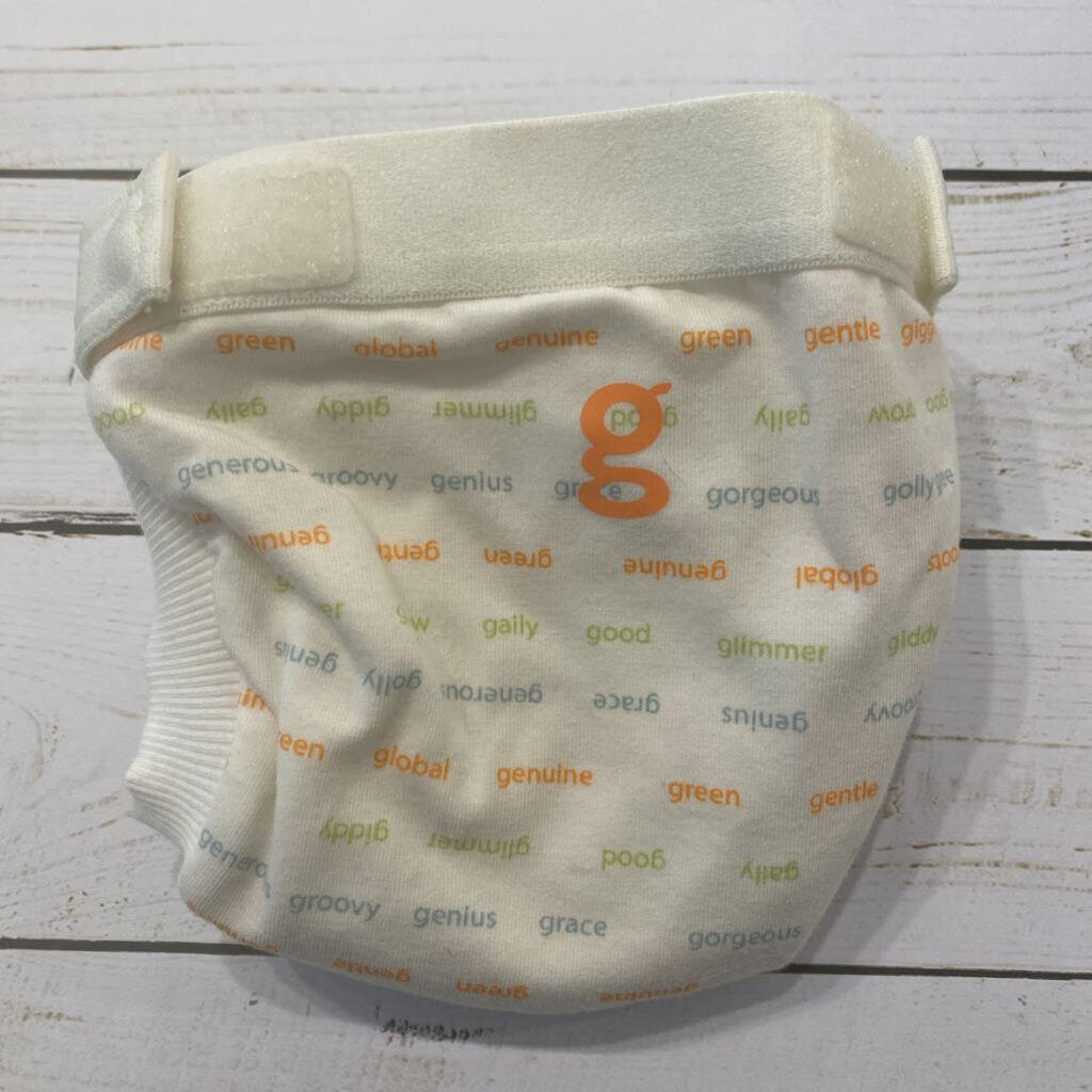 Small(6-14lb): White Logo Print Diaper w/ Liner