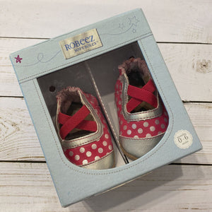 0-6M: NEW Fuchsia Polka Party Leather Shoes