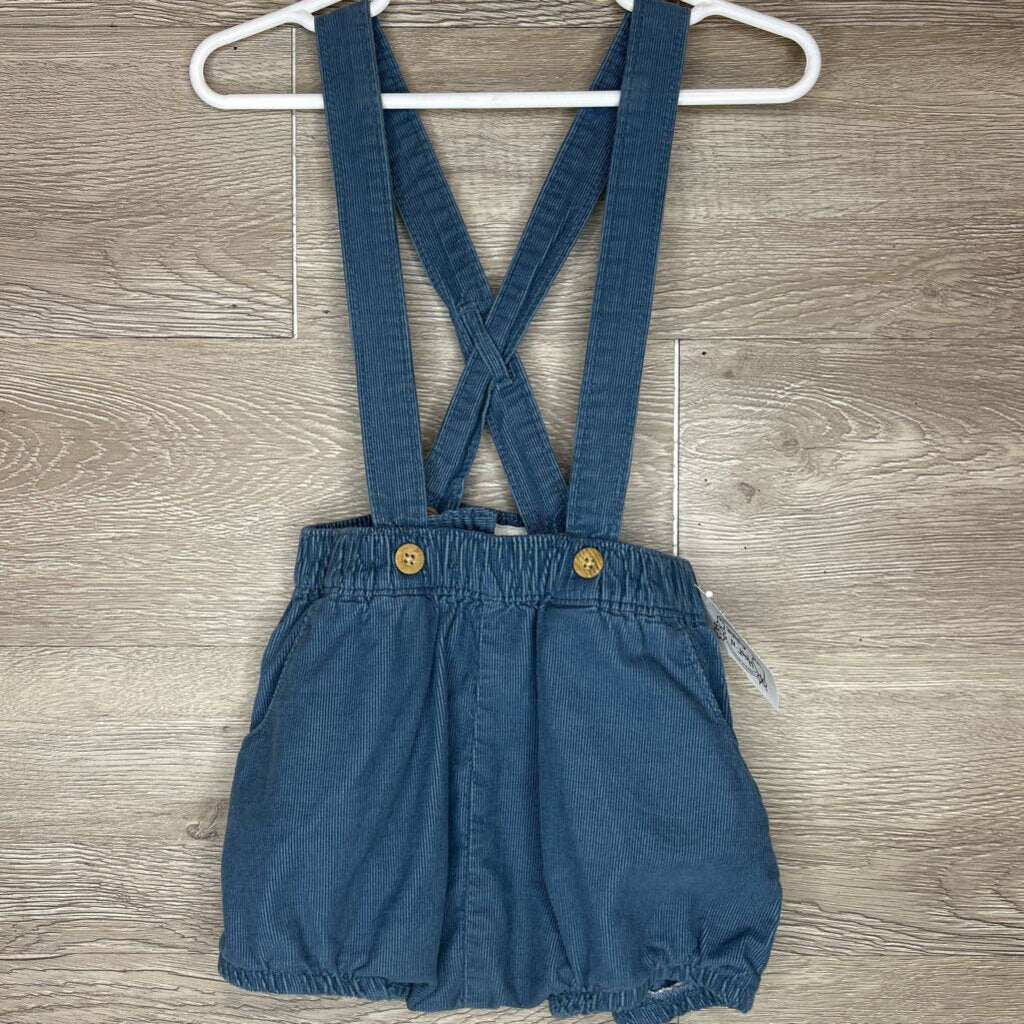 2T: Corduroy Dusty Blue Suspender Balloon Shorts