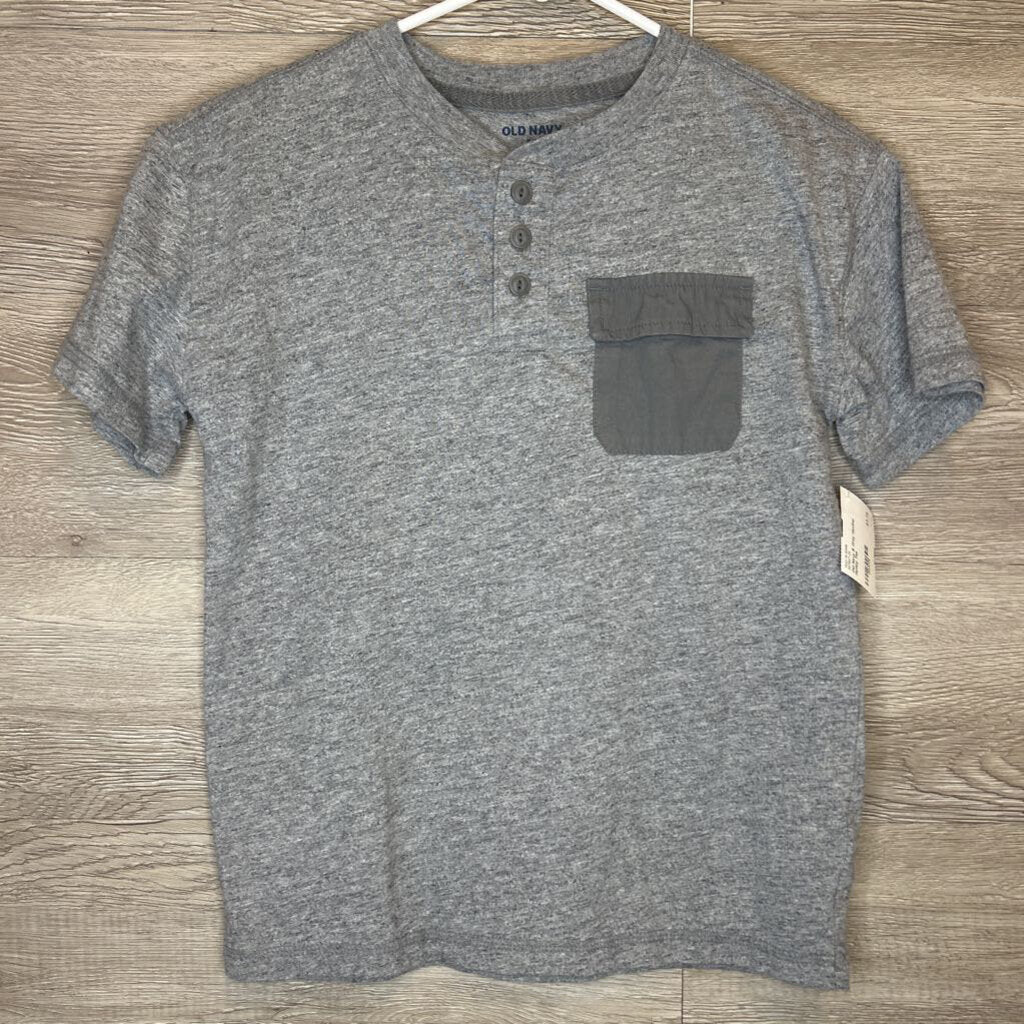 8: Grey Heather Henley Tee