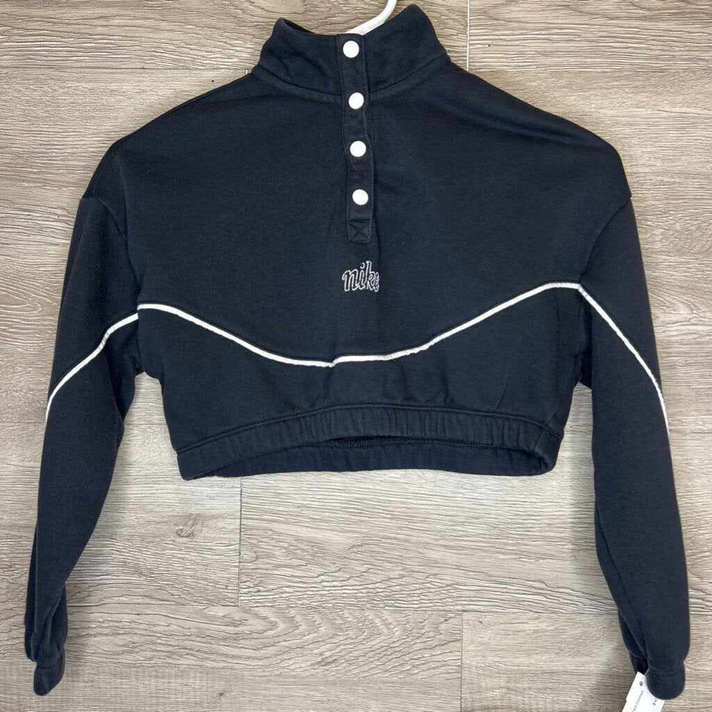 8: Black Cropped Cinched Polo Sweatshirt