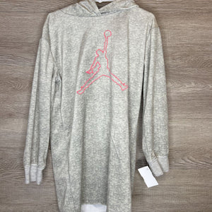 6: Grey Velour Pink Jumpman Stitch Hooded L/S Dress