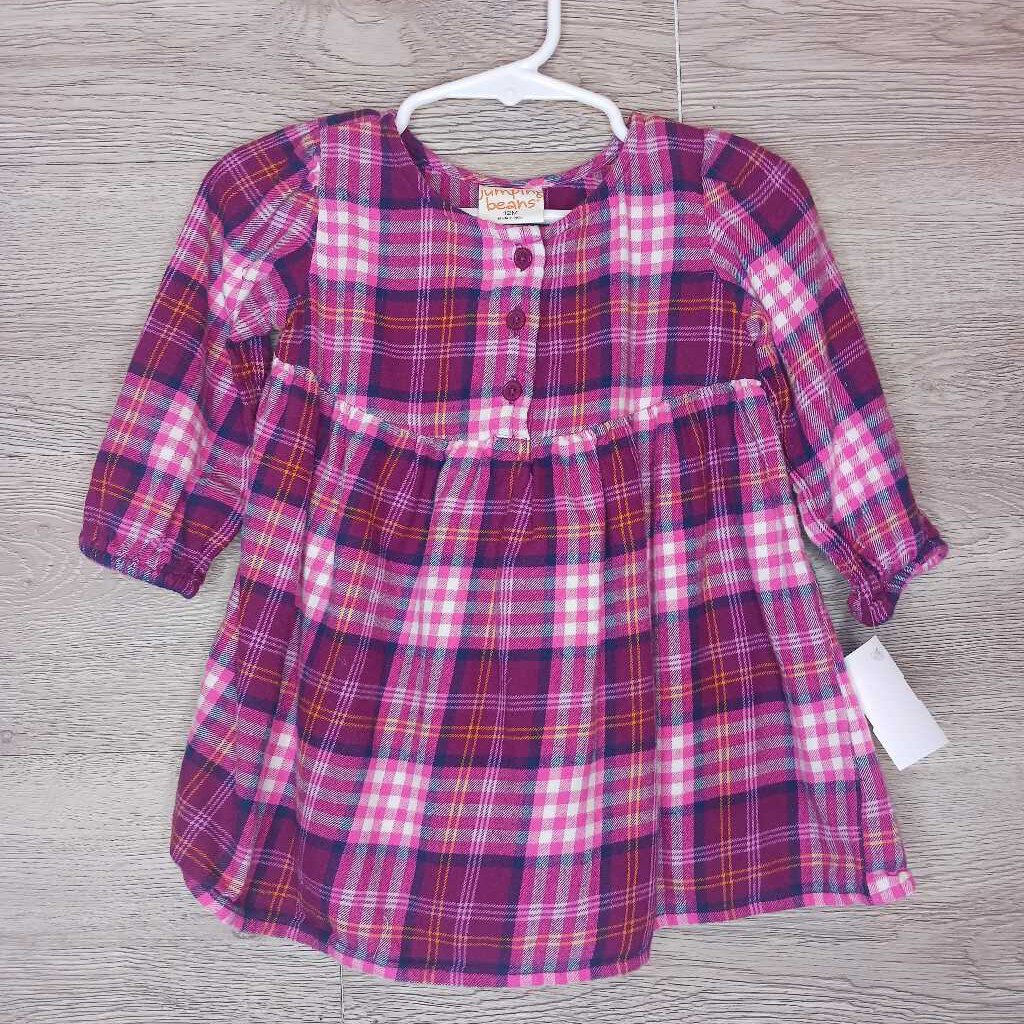 12M: Plum Plaid Flannel L/S Dress