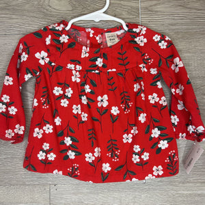 9M: Red Floral L/S Top