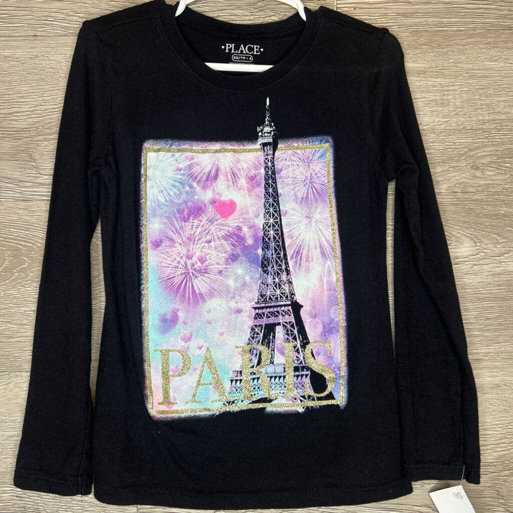 4: Black L/S Paris Glitter Top