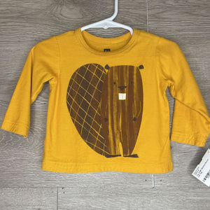 3-6M: Mustard Beaver L/S Top