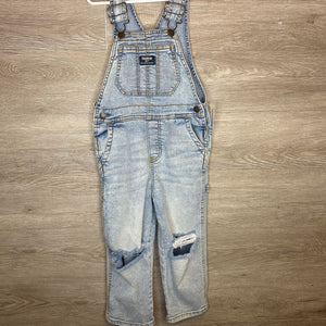 4T: Light Wash Destroyed Knee Overalls *reduced