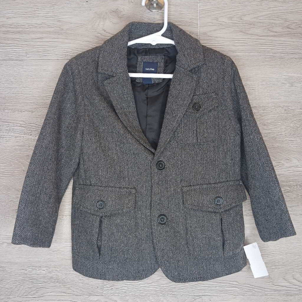 3: Charcoal Herringbone Elbow Patch Suit Jacket