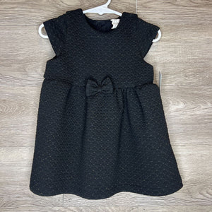 9-12M: Black + Gold Speck Textured Dress