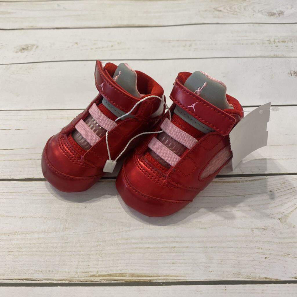 Size 1: Red + Pink Velcro Hi-Tops