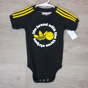 12M: Black Smiley World Onesie