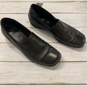 Size 7: Black Leather Slip-Ons