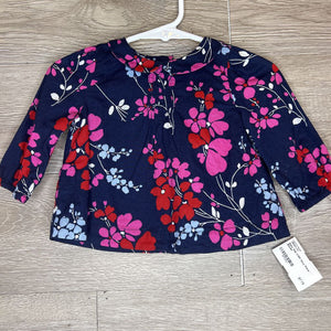 3-6M: Navy Floral Blouse