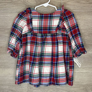 6-12M: Red Plaid Flannel L/S Dress