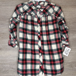 2: Cream Plaid Flannel Button-Up Dress