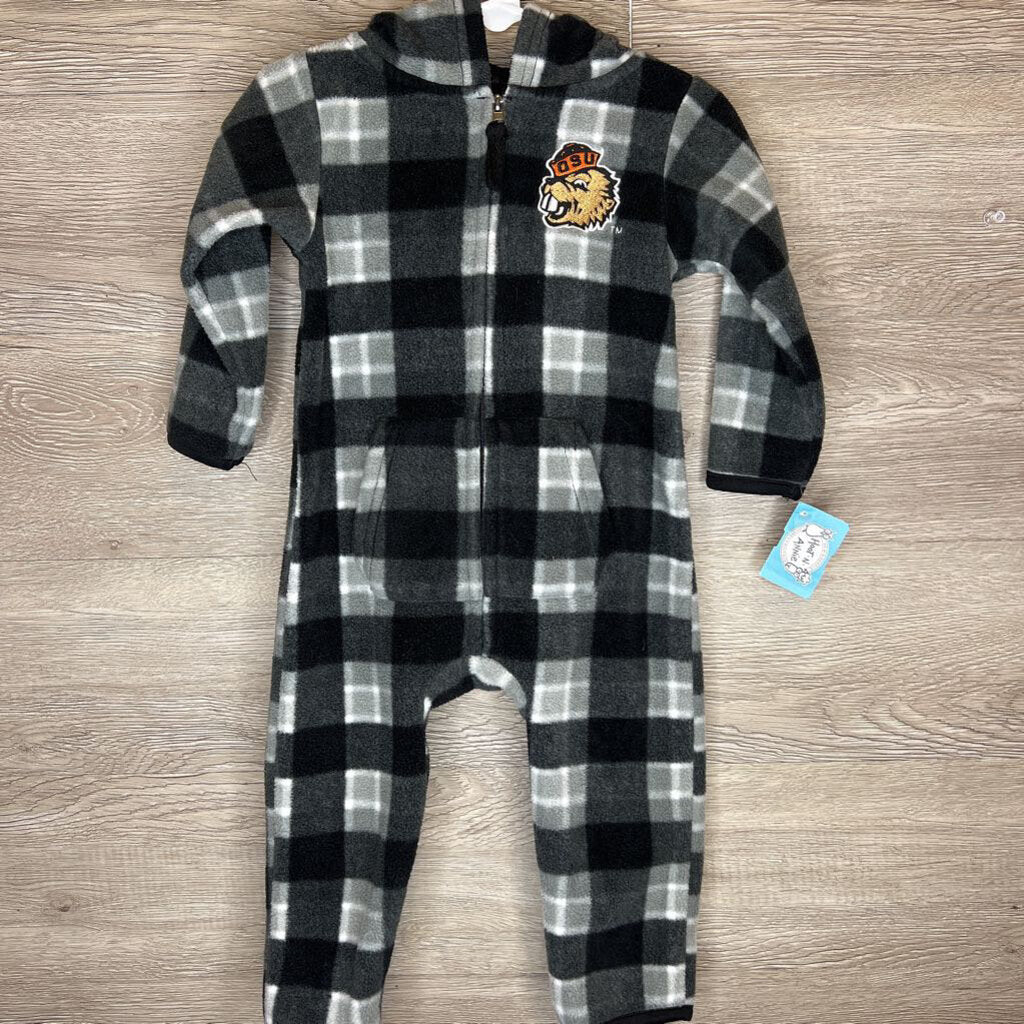 6-12M: Fleece Black Plaid Hooded Zip-Up Bunting