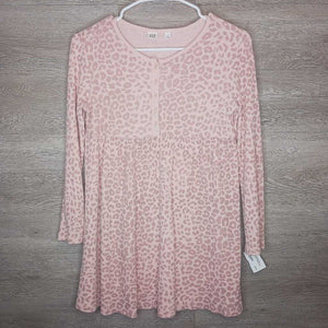 10: Pink Cheetah Print Thermal L/S Henley Dress