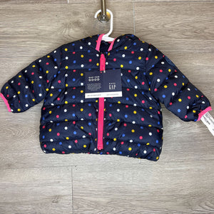 0-6M: NWT Navy Colorful Polka Dot Puffer Jacket